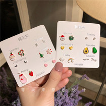 Sterling silver Christmas earrings gift box set 2019 New Tide winter temperament simple Female small cute antler earrings