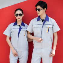 Woodwork decoration summer thin short sleeve overalls set men and women Factory auto repair welding construction labor protection clothing customization