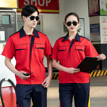 Summer gas station short-sleeved overalls suit men and women summer electrician half-sleeved factory anti-static labor insurance clothing customization