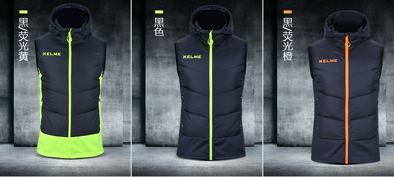 KELME Kalmei xuống áo vest nam và nữ mùa đông đào tạo thể thao ấm áp xuống áo vest trùm đầu