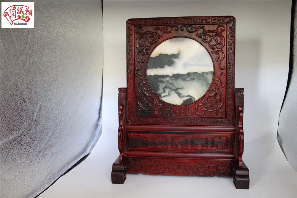 Small leaf purple sandalwood insert screen with screen in the mirror