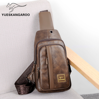 巨森袋鼠男包真皮单肩斜挎包公文包手提商务休闲男士牛皮横款背包