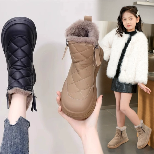 Флисовые детские зимние короткие сапоги, ботинки, туфли, подходит для подростков