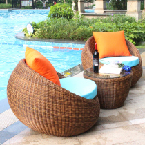  Outdoor balcony table and chair creative rattan chair three-piece coffee table combination casual simple modern villa outdoor sofa