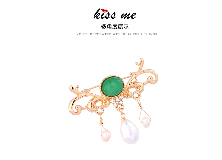 Phụ kiện trâm nữ Phụ kiện thời trang châu Âu và Mỹ Ngọc lục bảo ngọc lục bảo khảm nữ cài áo nữ