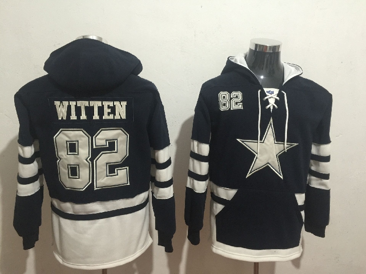 Quần áo bóng bầu dục áo len hoodie dài tay thêu mùa thu và mùa đông cỡ lớn hip hop cao bồi cao bồi82 # WITTEN - bóng bầu dục găng tay chơi bóng bầu dục