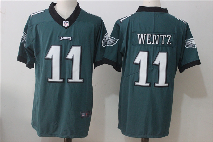 Rugby quần áo huyền thoại elite người hâm mộ ngắn tay thêu kích thước lớn hip hop Nine Eagles Philadelphia Eagle 11 # WENTZ Mua bóng bầu dục