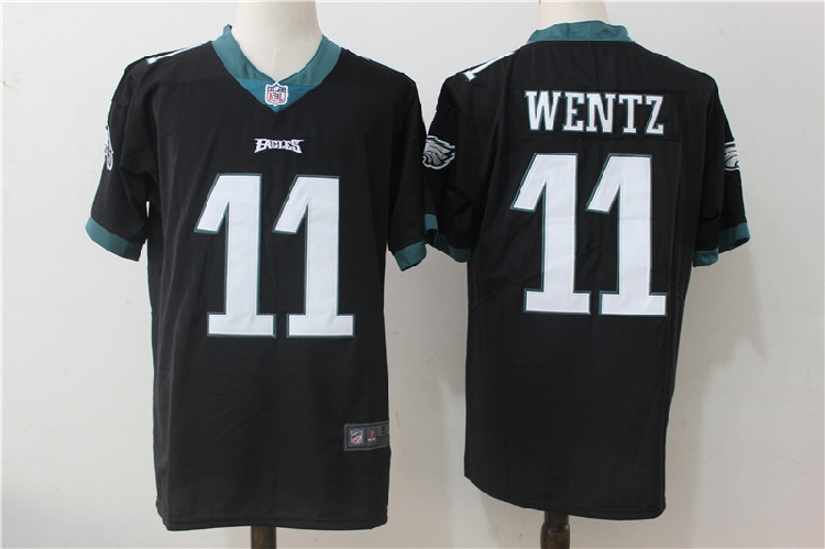 Rugby quần áo huyền thoại elite người hâm mộ ngắn tay thêu kích thước lớn hip hop Nine Eagles Philadelphia Eagle 11 # WENTZ Mua bóng bầu dục
