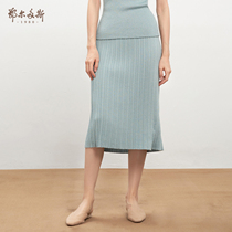 Ordos 1980 umbrella skirt autumn and winter worsted cashmere knee skirt womens pleated long skirt C296C0016