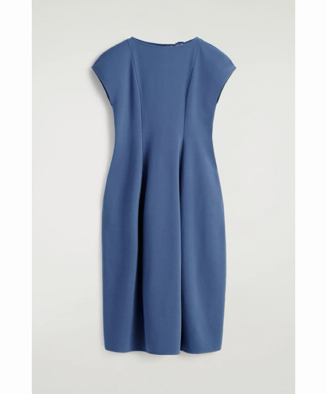 Cos Style Standard Fit Knitted Mid-Length Short-Sleeved Dress Blue 2026 Spring New Product 1327019002
