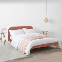 Light extravagant innet red bed minimalist fashion days goose down cloth art bed Small family type lotus root pink double bed childrens bed