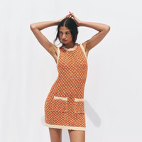 ZA2025 new summer women's clothing charming contrasting color splicing texture knitted sleeveless round neck dress 3991012