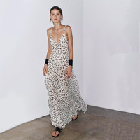 ZA2025 new summer women's fashionable and elegant V-neck slim polka dot long sling dress 5039226
