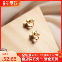 DD design sense simple Forest earrings Pearl Clover mosquito coil painless ear clip no ear hole female niche girl