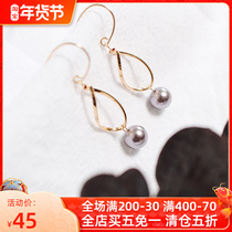 DD 14K gold-wrapped pearl earrings temperament long ladies elegant earrings ear clip earless female Korea simple and fresh