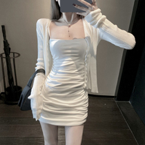 Cure machine sexy suspenders skirt women 2020 spring ball new foreign style waist slim dress slim hip skirt