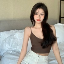 Design Sense Ice Silk Short small harnesses female spring summer outside wearing vests Undershirt Smear undershirt Breasted Underwear Blouse