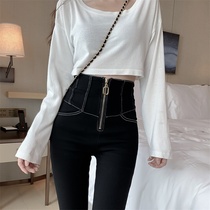 Casual Pencil Pants Spring and Autumn 2021 New ins High Waist Slim Joker Straight Pants Small Feet Black Pants Women