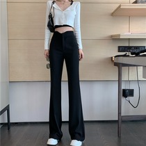 Spring Loaded High Waist Horn Pants Woman Dress Slim Loose Black Broadlegged Pants Slim Fit Straight Drum Suit Pants Tugging Long Pants