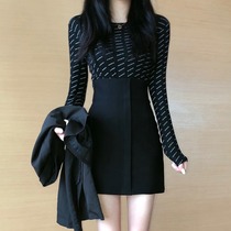 2022 Spring Dress New High Waist Display Slim Pack Hip Black Hitch Short A Short A Word Skirt Womans Ins 100 hitch