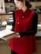 Estilo digno y elegante mejorado nuevo estilo chino rojo cuello alto chaleco con solapa inclinada para mujer otoño e invierno nuevo dobladillo inclinado top de Año Nuevo