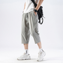 Summer thin section 7 Pants Men Casual Loose Trend Sports Ice Silk Speed Dry 7 Pants Air Conditioning Shorts