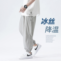 Ice Screen Pants Men Summer Thin Gray Large Handy Leisure Screen Tide Radiator Trousers