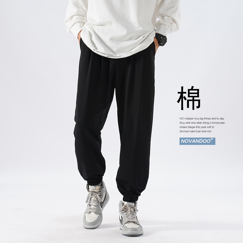 Large-size beam pants male spring and summer casual pants pants black pants cotton-rod pants fitness model