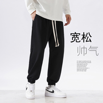 Sports pants boys autumn and winter loose casual black pants large-code high street knitting pants spring and autumn pants
