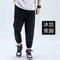 Ice Wire Air Conditioning Thin style casual sports pants male summer trend easing straight drum Halen radish bunches 90% large yards