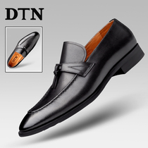DTN spring mens formal leather shoes mens leather business casual tassel plus velvet soft bottom all-match set foot wedding shoes