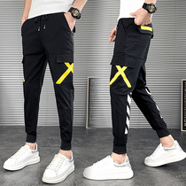 Summer Ice Silk thin pants men Korean version of the trend slim foot pants spirit guy student Net red ankle-length pants
