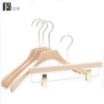 Fu Lishi solid wood log hanger Beech clothes rack ins custom trousers clothing store clothes hanging adult non-slip clothing support