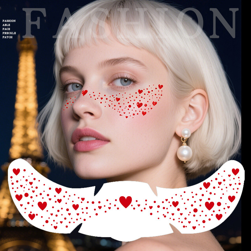 Cross-Border European and American Freckle Tattoo Stickers Waterproof and Sweat-Proof Hot Stamping Rose Red Butterfly Makeup Stickers Temporary Face Stickers Amazon Cross-Border European and American Freckle Tattoo Stickers Waterproof and Sweat-Proof Hot Stamping Rose Red Butterfly Makeup Stickers Temporary Face Stickers Amazon