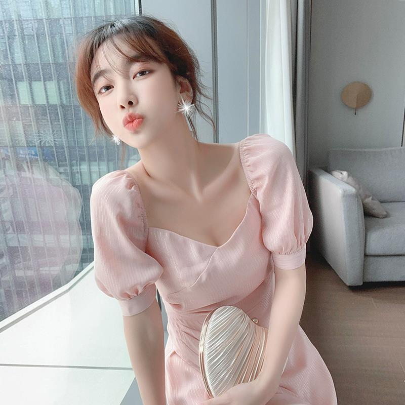 First love series Big neckline Hepburn Salt Can Be Sweetened With Small Sub-Dating Small Dresses 2021 Summer New