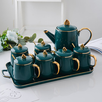 Nordic high temperature water set Household Ceramic light luxury water cup set Living room tea cup simple creative with tray