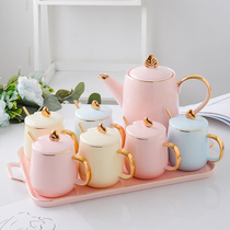 Ceramic Teapot Teacup Water Nordic cup set European cup Light luxury style tea household living room cup with lid