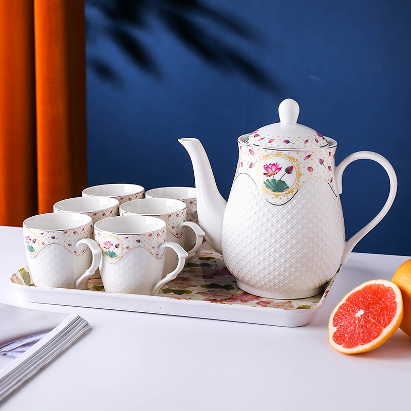 Ceramic Tea Set Suit Home Large Capacity Large Size Teapot High Temperature Resistant Living Room Cup Tray Cold Kettle-Taobao