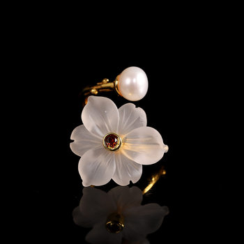 Chunfeng sihan fashion commuter bracelet s925 silver jewelry women's crystal flower ring simple small fresh ring