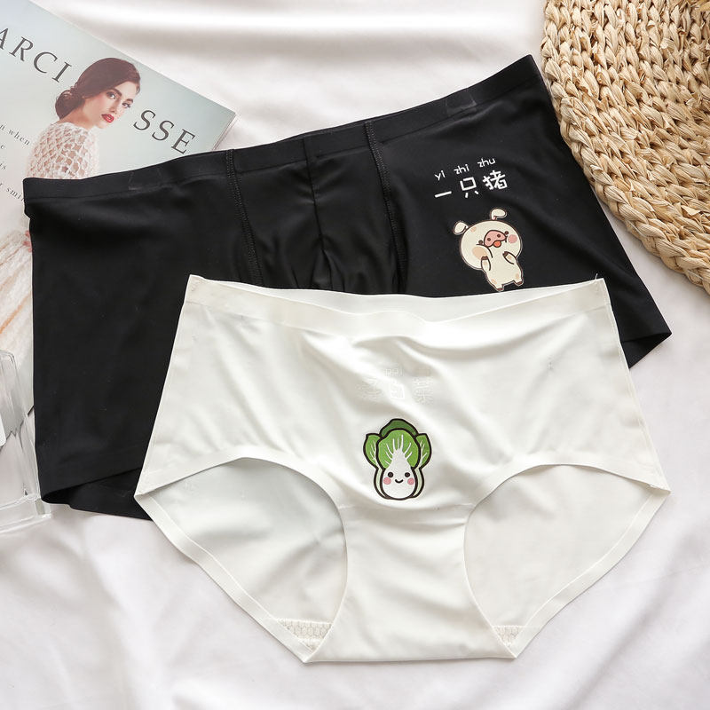 Couple's underwear pure cotton crotch cute to blame ice-wire-free suit cartoon male and female lovers' underwear shorts personality
