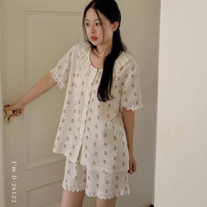 Du Xiaozhai's 2026 Summer New Home Wear with Chest Pads, Suitable for Wearing Outside, Air-Conditioned Room Pajamas, Short-Sleeve Shorts Home Wear