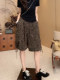 European Leopard Print Wide Leg Shorts Women's Summer New Large Size Pear Shape High Waist Slim Drawstring A-Line Five-Point Pants