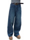 Vintage Blue Scimitar Jeans for Women, Spring New Style, Plus Size, Pear-Shaped Body, Loose, Slimming, Straight-Leg, Wide-Leg, Floor-Length Pants