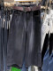 Black and gray straight jeans for women in autumn and winter new large size fat mm plus velvet thickened loose slimming eight-point wide-leg pants