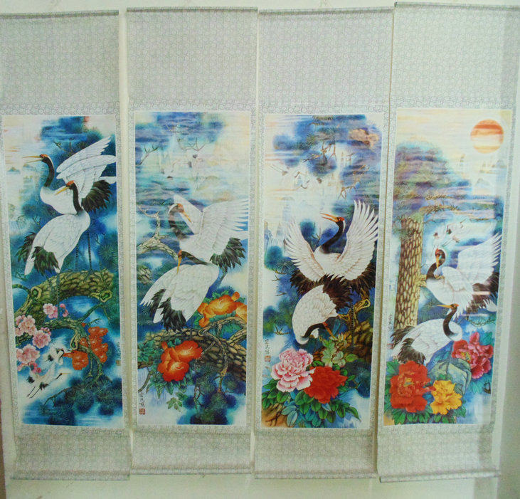 Traditional folk custom New Year pictures Film and television props Four screen scrolls of Tianjin's beauty in the 1990s 110