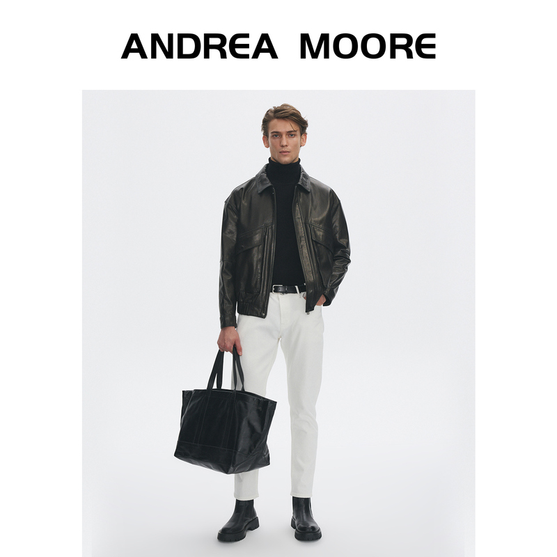 Andrea Moore/Andre Moore Men's Genuine Leather Jacket Motorcycle Style Couple Jacket