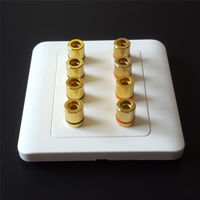 Type 86 eight-digit Speaker terminal four speakers 4 sets of banana head socket 8-hole audio panel 7 1 Channel 5 1