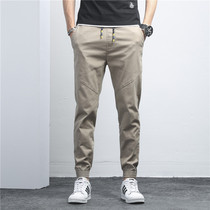 Clara LEE joint summer sports drawstring pants casual overalls mens loose trend ins large size nine-point pants
