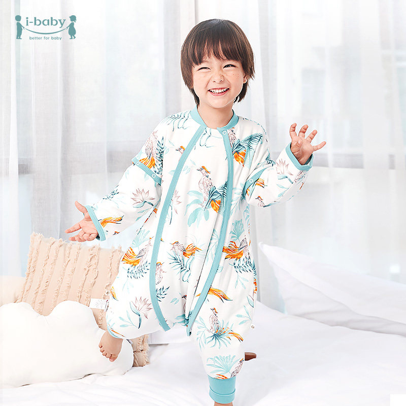 ibaby constant temperature split leg sleeping bag baby anti-kick quilt baby sleeping bag four seasons universal pajamas autumn and winter antibacterial clip cotton