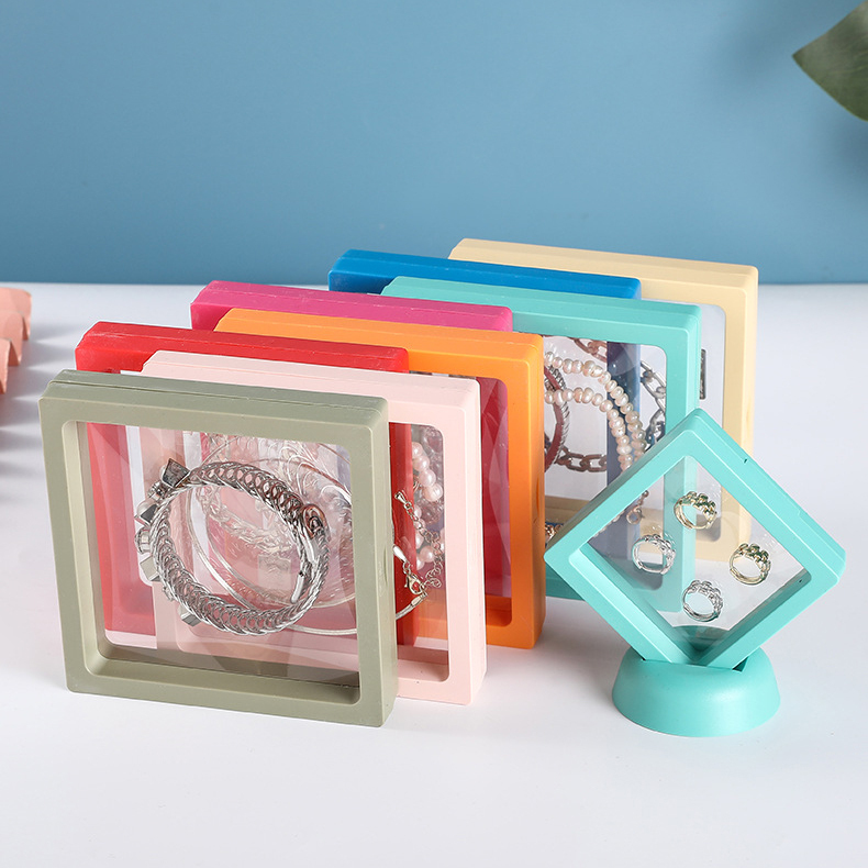 10 Transparent Elastic Pe Film Floating Packaging Boxes for Rings, Earrings, Lipstick, Suspended Display and Storage Boxes